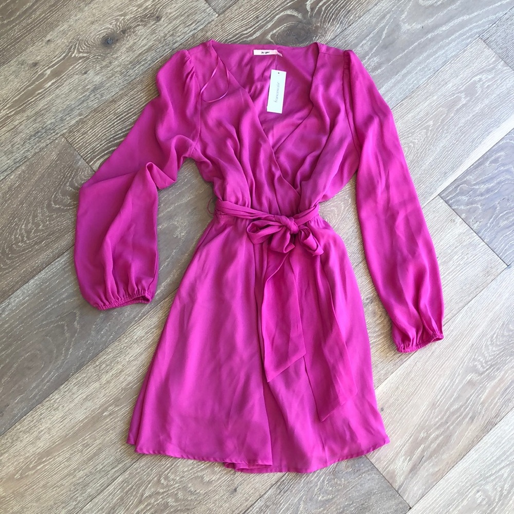 New hot pink long sleeved wrap dress